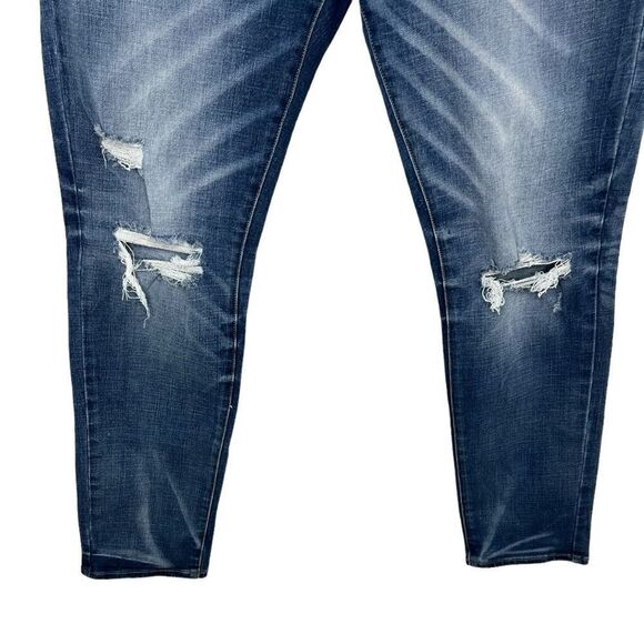 American Eagle Blue Extreme Flex 4 Distressed Skinny Jeans Size 33W 30L - Picture 4 of 13
